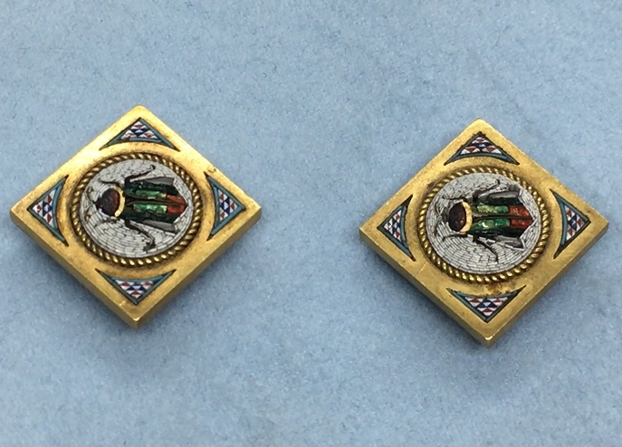 micro mosaic buttons. Nobel Antique jewelry Store, Santa Monica. Made in America.